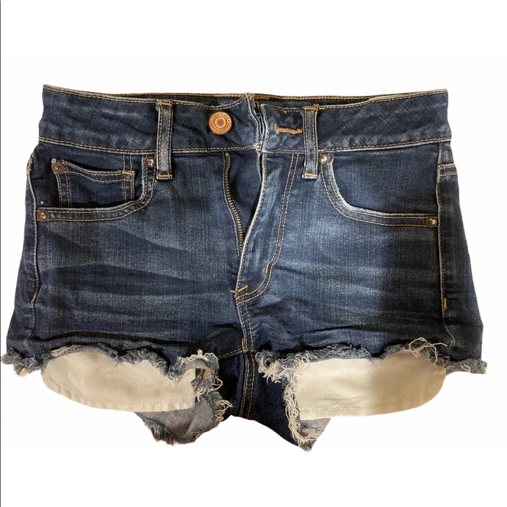 american eagle high rise denim shorts